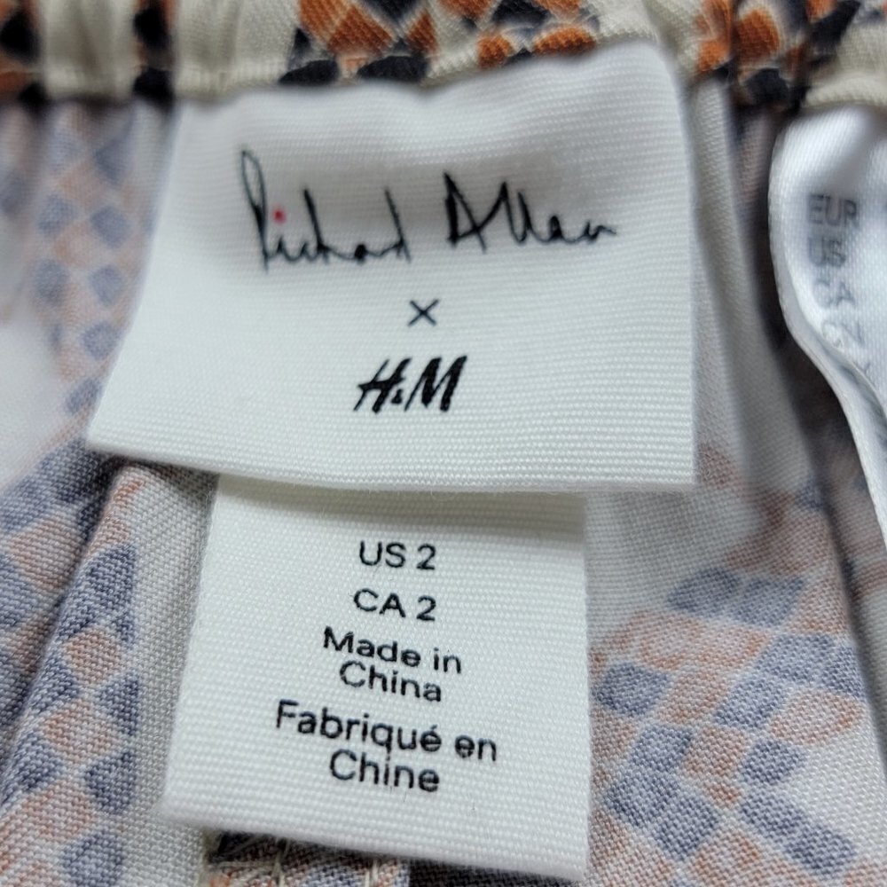 H&M X Richard Allan Snake Print Palazzo Pants Beige High Rise Women's 2 - Picture 4 of 5
